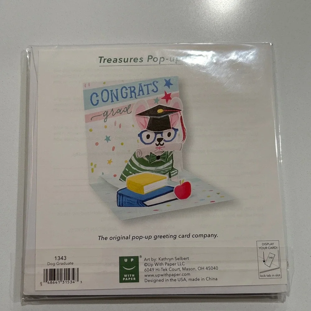 Up With Paper Dog Graduate Pop Up‎ Greeting Card Graduation Congrats